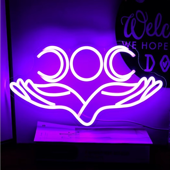 Other - Purple Triple Moon Hands LED Neon Wall Sign Aesthetic Room Decor